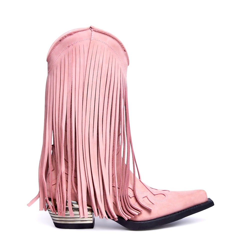 Dolls Kill Pink Fringe Western Boots